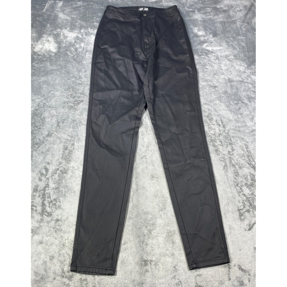 NWT Womens Faux Leather Pants Size Large Black Coated Straight Leg Low Rise Y2K